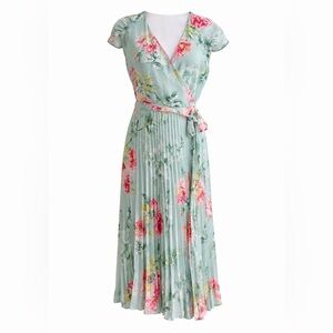 Harpa Floral Pleated Wrap Maxi Dress Size XL NWT | Mint Green